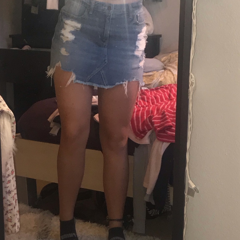 Cute ripped jean skirt